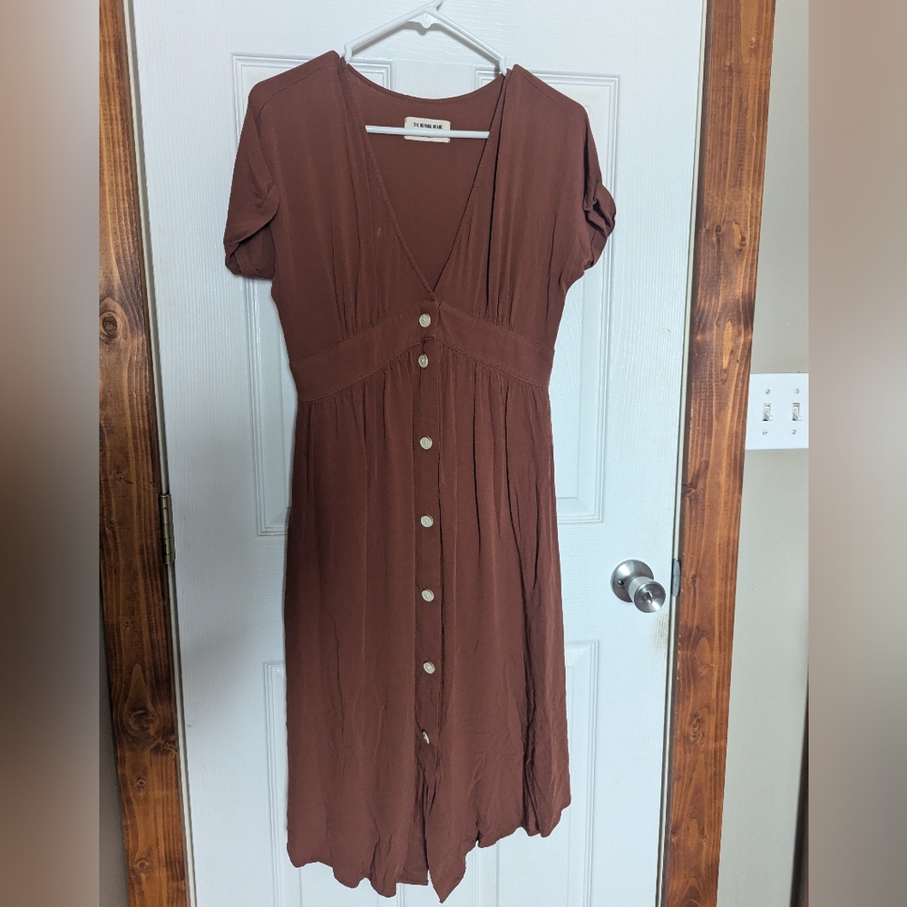 Normal Brand Button Deep V Button Through Dress